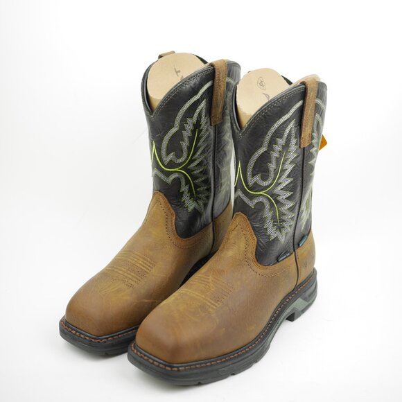 ARIAT Work Men's 9.5 W Brown Black Leather Work Boots Workhog XT Carbon Toe Calf - Picture 1 of 15